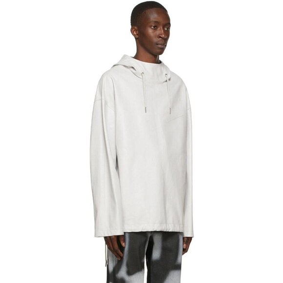 Givenchy Lambskin Leather Hoodie in Gray Size 50 US 40 M New $3985 - Picture 2 of 15